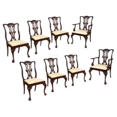 Antique 8 Chippendale style dining chairs, 19th Century