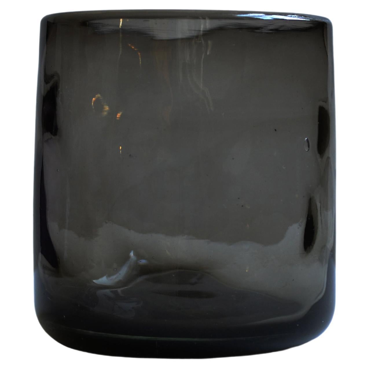 8 Cocktail BLACK Tumblers, Handblown Organic Irregular Shape 100% Recycled Glass For Sale