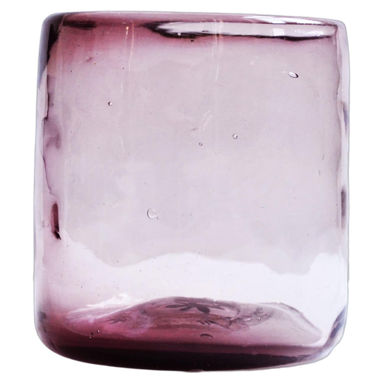 8 Cocktail PINK Tumblers, Handblown Organic Irregular Shape 100% Recycled Glass For Sale