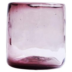 8 Cocktail PINK Tumblers, Handblown Organic Irregular Shape 100% Recycled Glass
