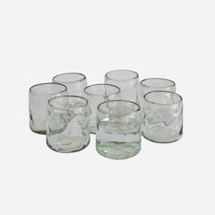 8 Cocktail Tumblers, Handblown Organic Irregular Shape 100% Recycled Glass