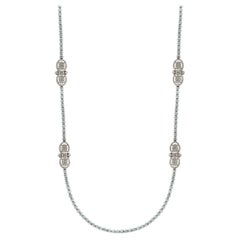 8 Ct Brilliant Cut Diamond Long Necklace in White & Pink 14 K Gold 27 Gm