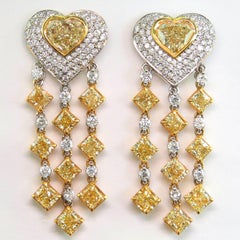 8 Ct. Fancy Yellow Heart-Shaped Dangling Earrings