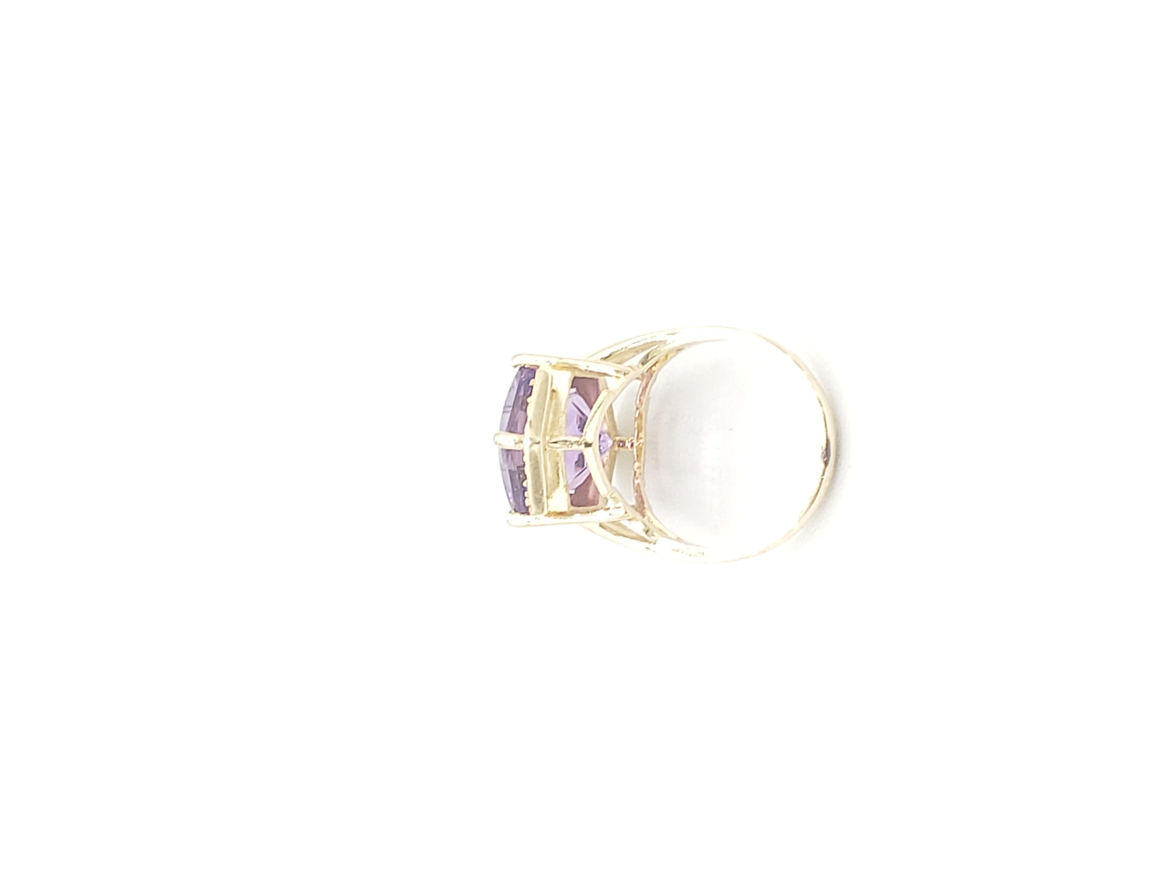 NEW 8 Ct. Natural Amethyst Ring with Diamonds in 14k Solid Yellow Gold  For Sale 6