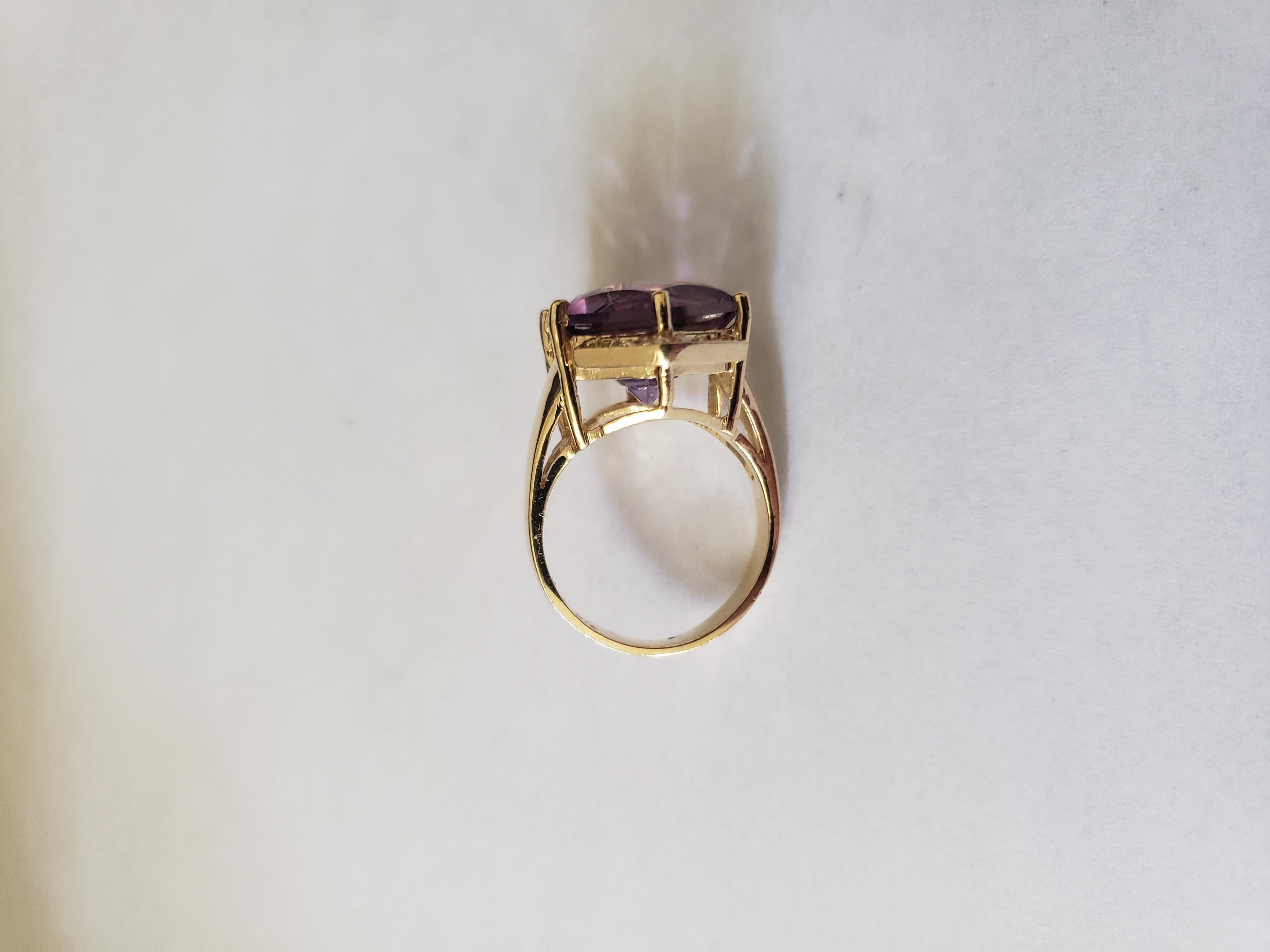 Women's or Men's NEW 8 Ct. Natural Amethyst Ring with Diamonds in 14k Solid Yellow Gold  For Sale