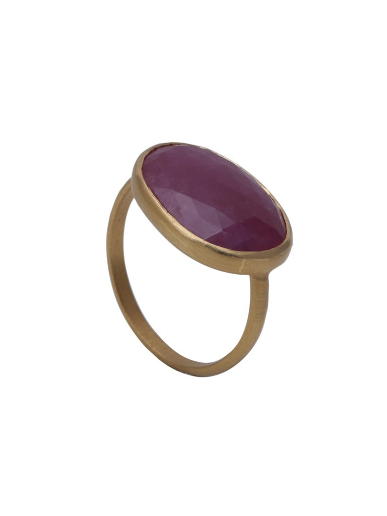 8 Carat Natural Ruby Ring Handcrafted in 22 Karat Yellow Gold For Sale ...