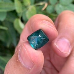 Gemma cabochon a forma di pan di zucchero in tormalina blu verde acqua da 8 carati per gioielli, 11 mm
