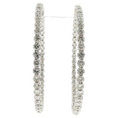 8 CTW Round Brilliant-Cut Diamond 18 Karat White Gold In & Out Hoop Earrings