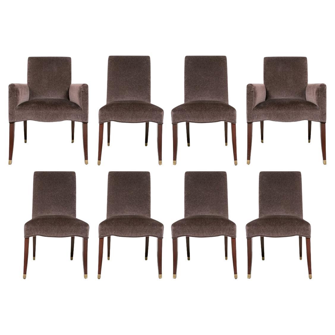 8 Custom Mohair Upholstered Dining Chairs In The Manner Of Olivier Gagnere