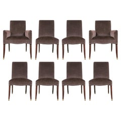 8 chaises de salle à manger tapissées en mohair à la manière d'Olivier Gagnere