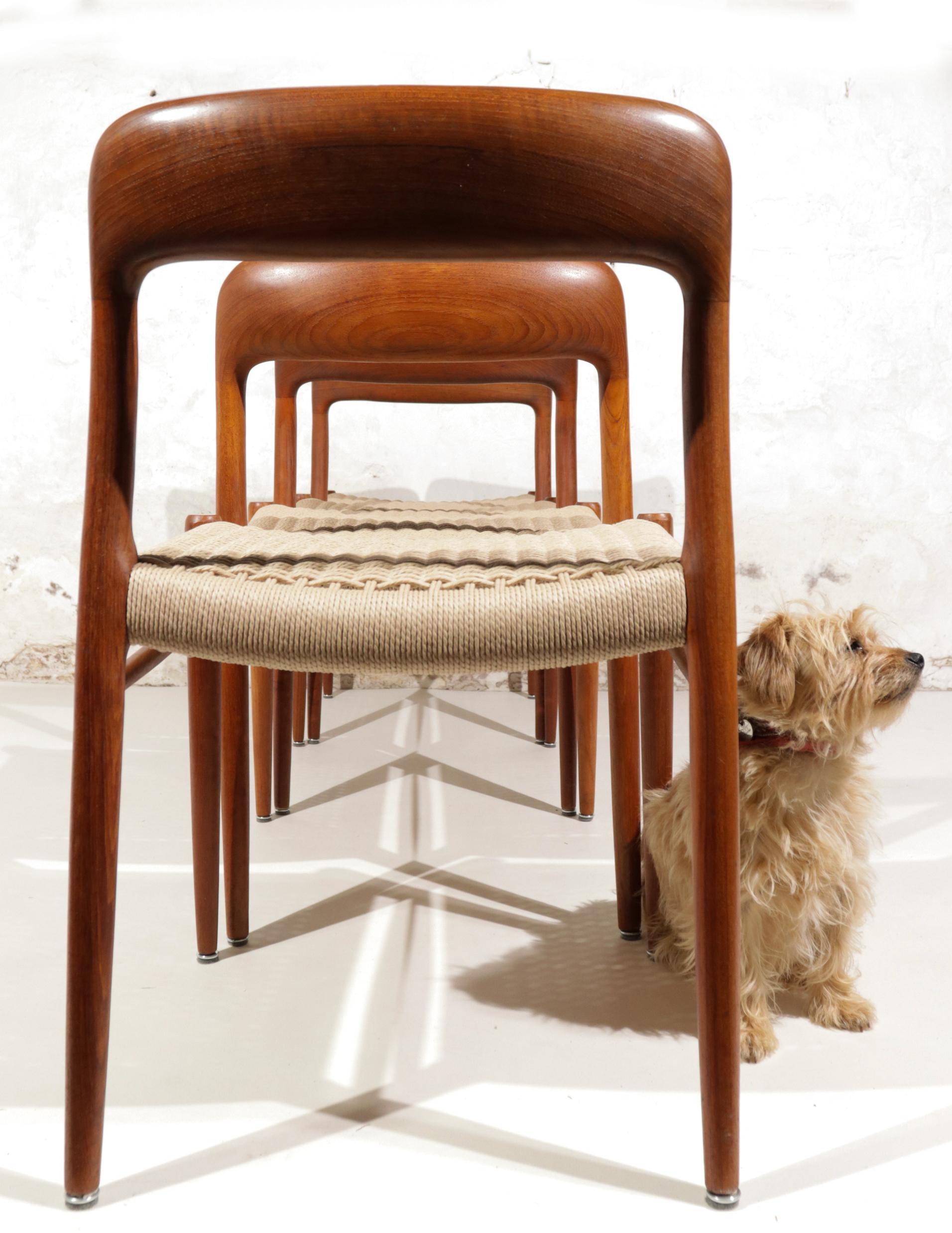 Papercord 2 sets of 4 Danish Design Niels Otto Moller Model 75 Dining Chairs JL Molller