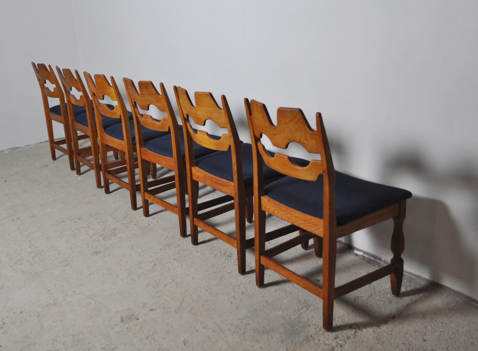 Fabric 8 Danish Dining Chairs by Henning Kjærnulf