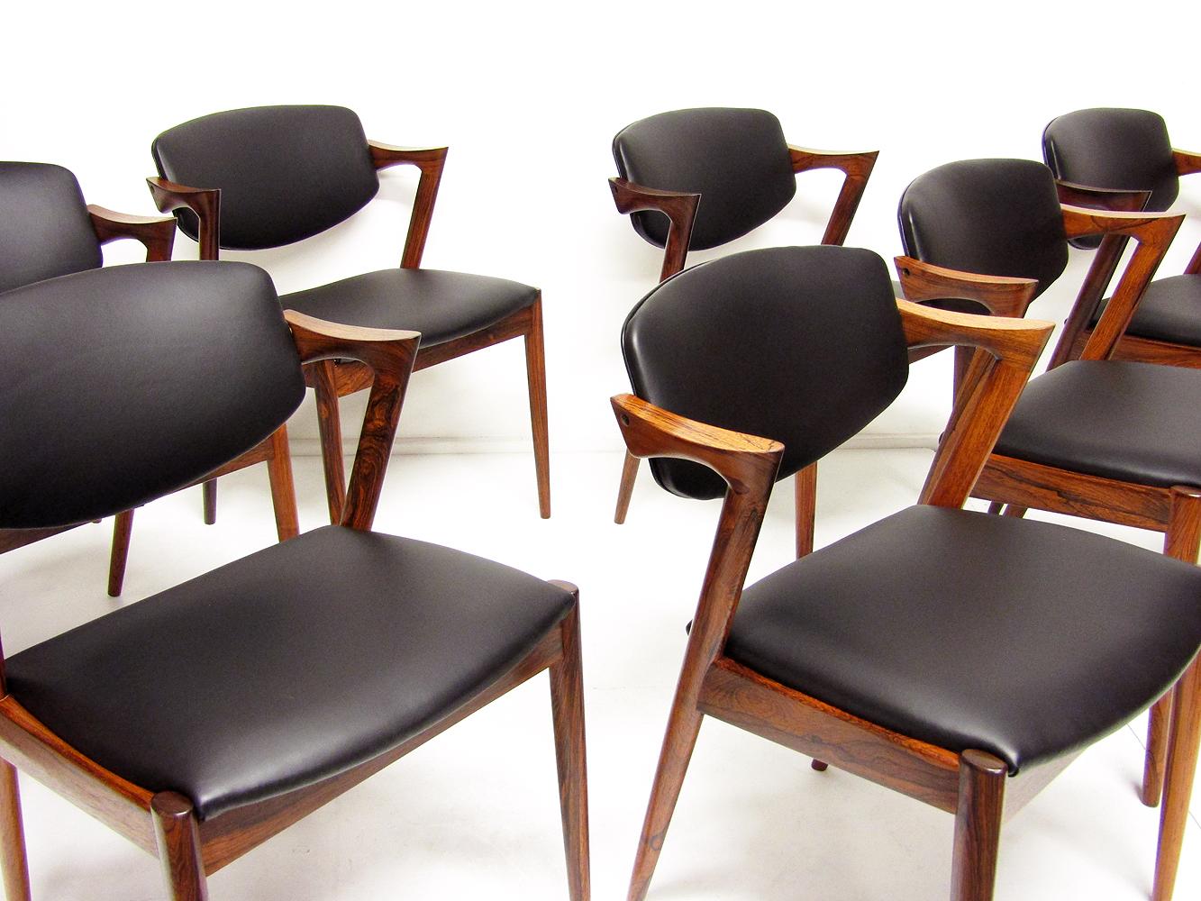 8 Danish Model 42 Dining / Conference Chairs in Rio Rosewood by Kai Kristiansen 6