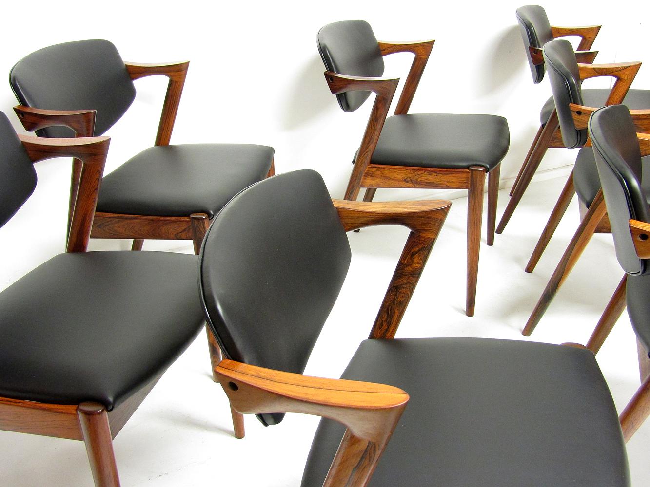 8 Danish Model 42 Dining / Conference Chairs in Rio Rosewood by Kai Kristiansen 8