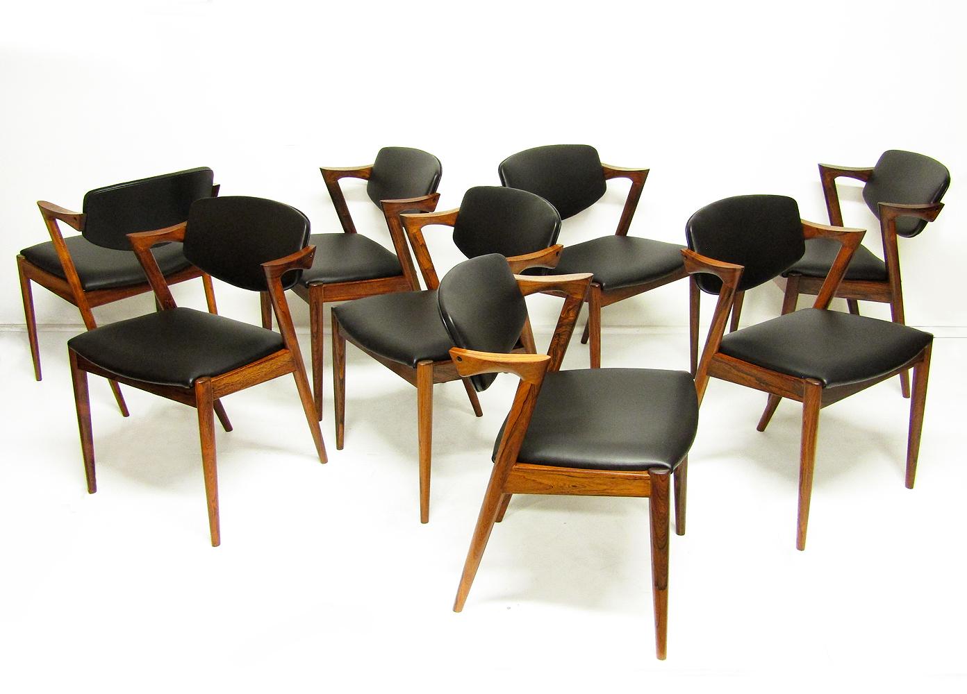 Mid-Century Modern 8 Danish Model 42 Dining / Conference Chairs in Rio Rosewood by Kai Kristiansen