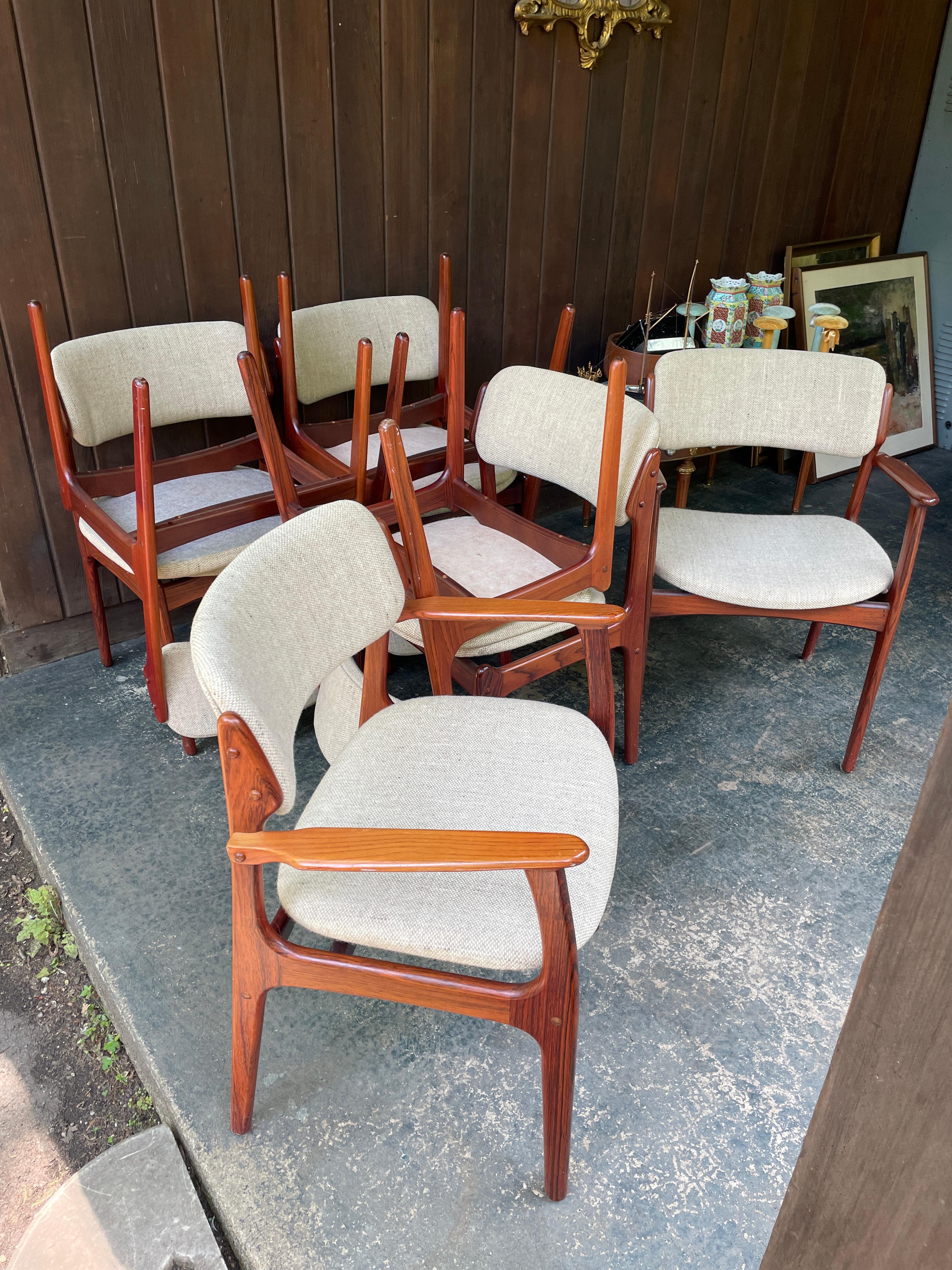 8 sillas/sillones de comedor daneses de palisandro Erik Buch para O.D. Mobler Modelo 49, 50 en venta 6