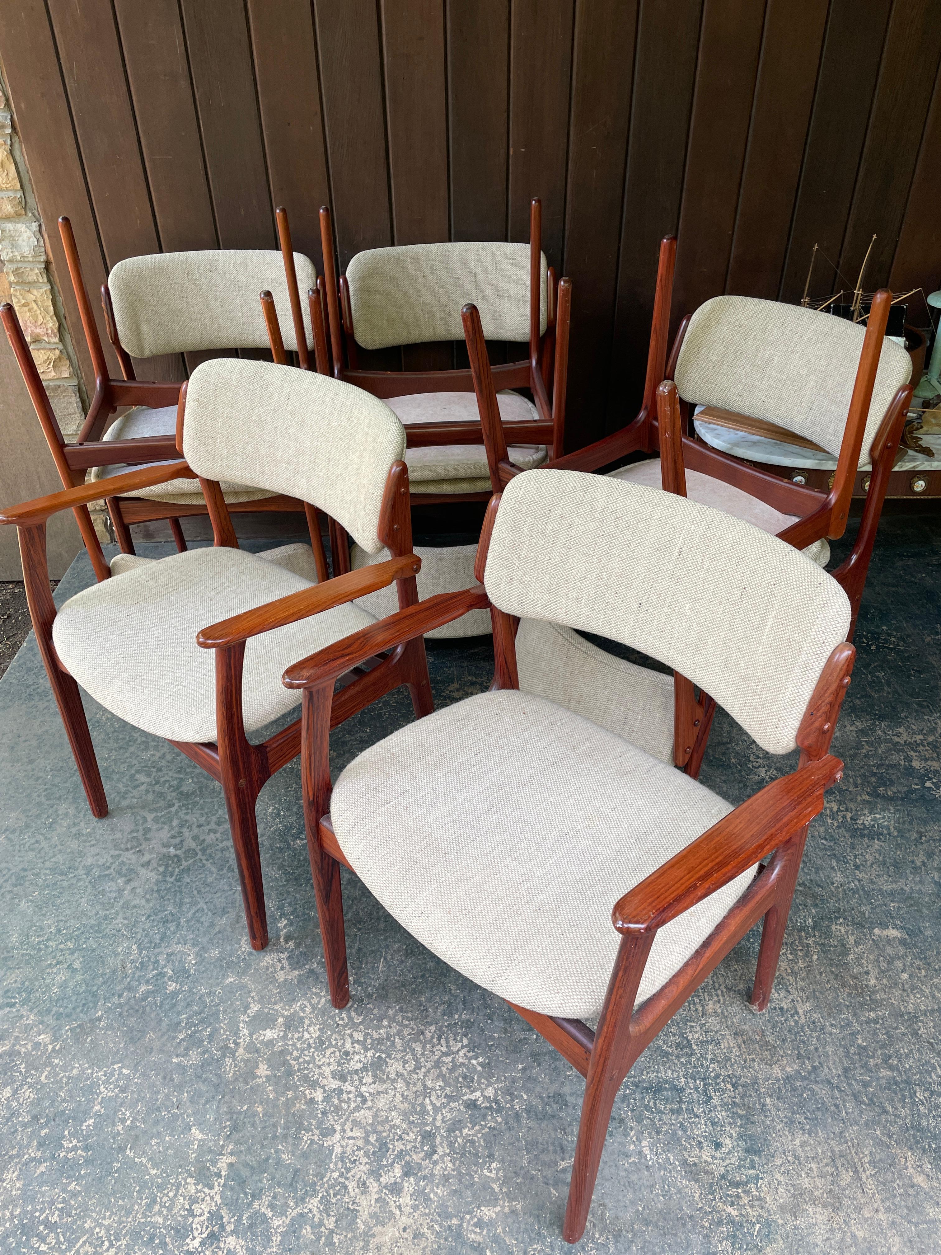 8 sillas/sillones de comedor daneses de palisandro Erik Buch para O.D. Mobler Modelo 49, 50 en venta 9