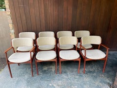 8 sillas/sillones de comedor daneses de palisandro Erik Buch para O.D. Mobler Modelo 49, 50