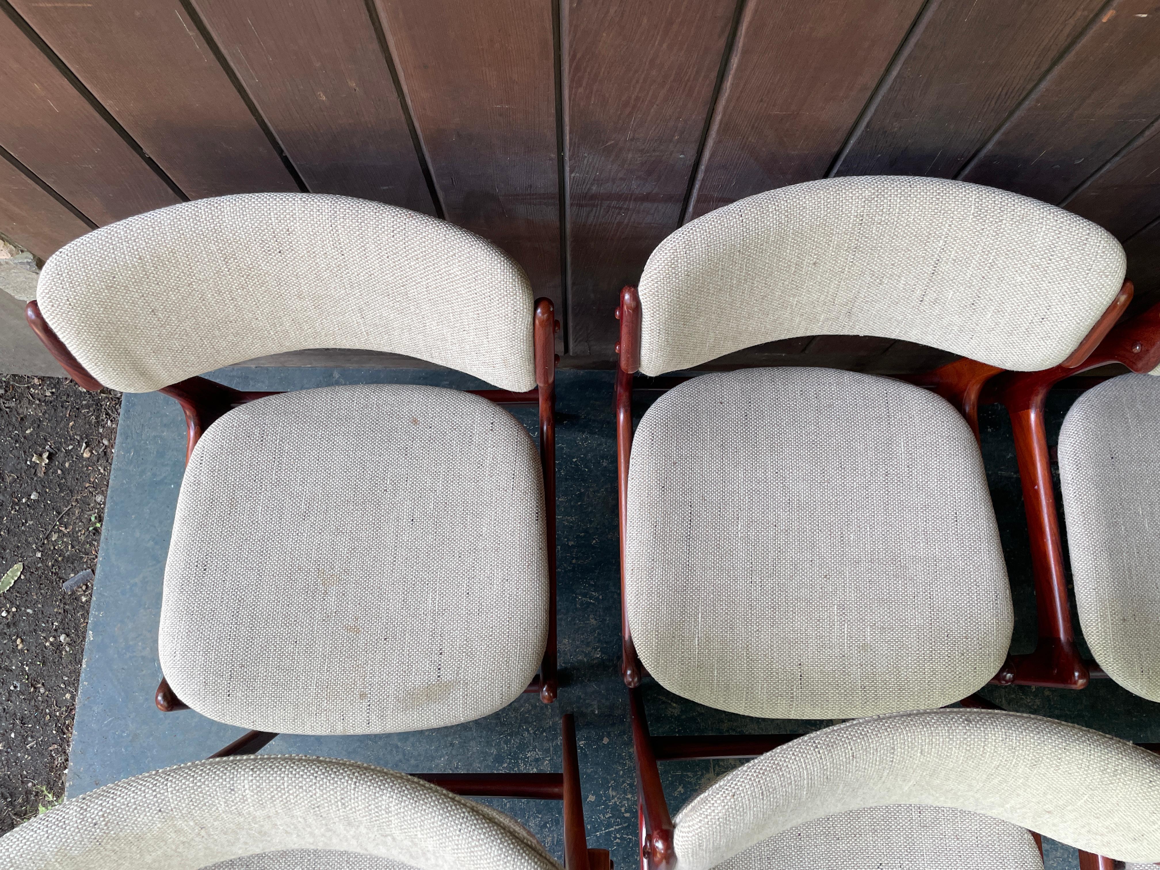 8 sillas/sillones de comedor daneses de palisandro Erik Buch para O.D. Mobler Modelo 49, 50 en venta 1