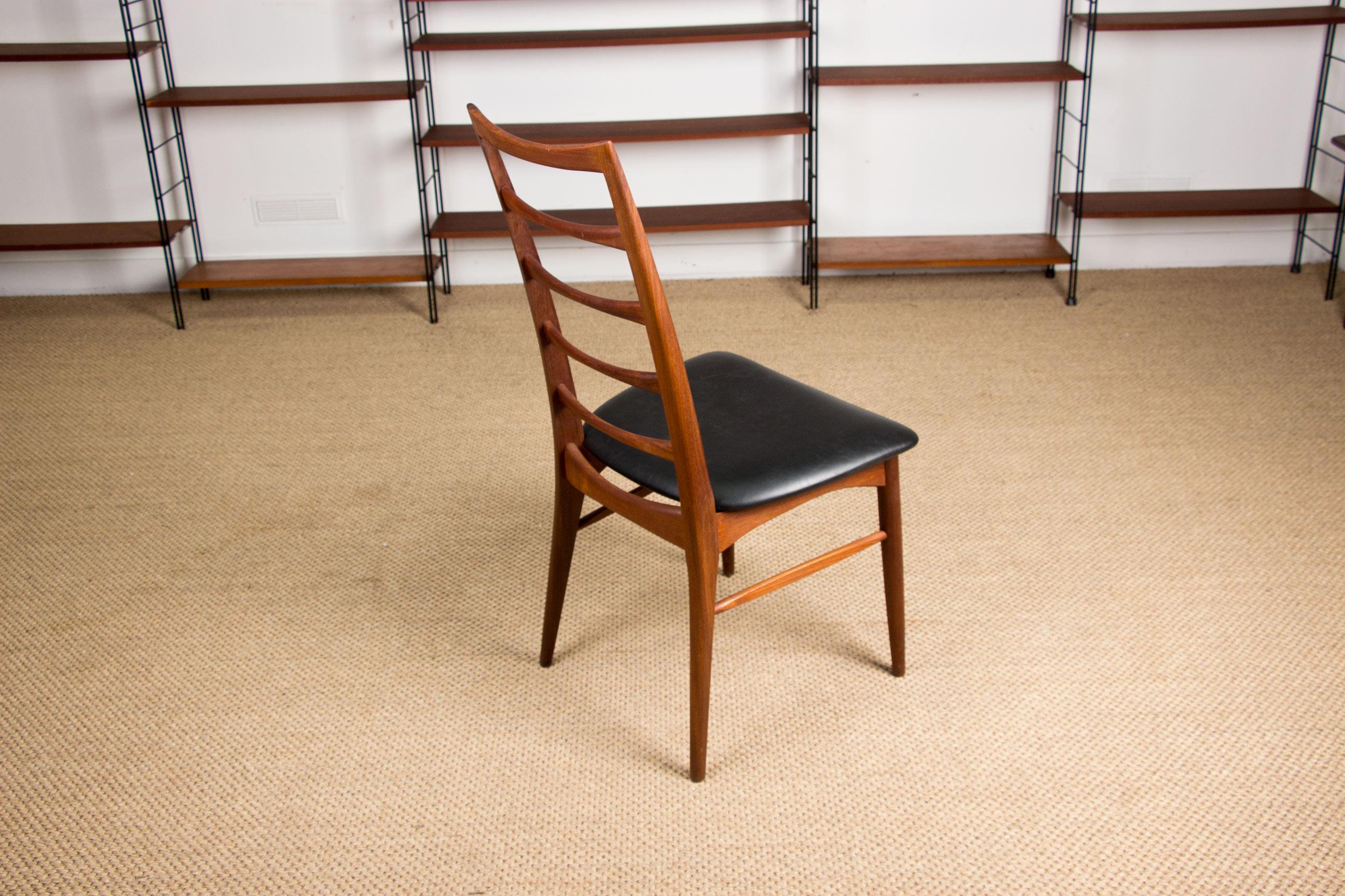Faux Leather 8 Danish Teak Model Liz Chairs by Niels Koefoed for Koefoeds Hornslet, 1960