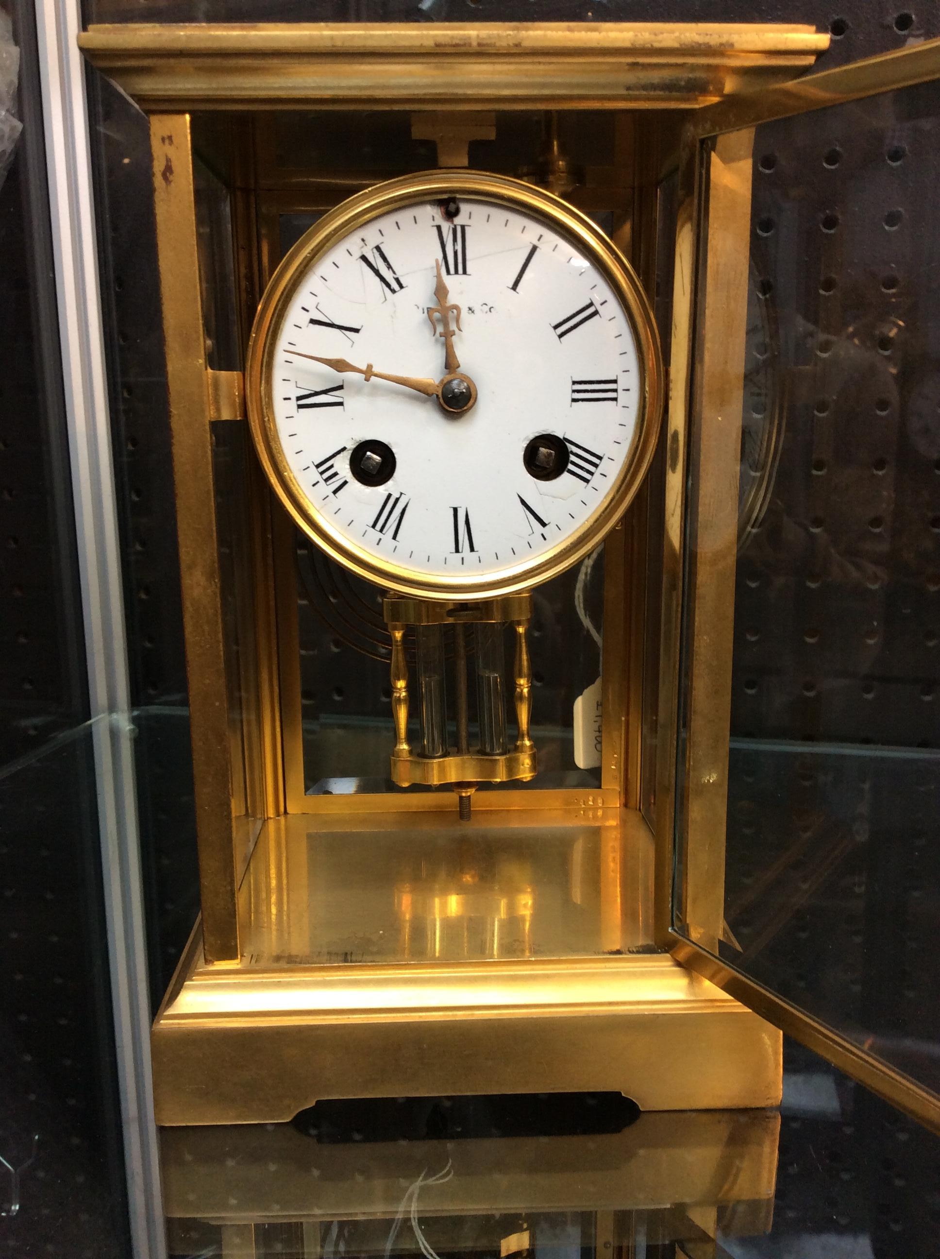 Fine XIX secolo Orologio a pendolo francese a quattro vetri al mercurio del XIX secolo, 8 giorni