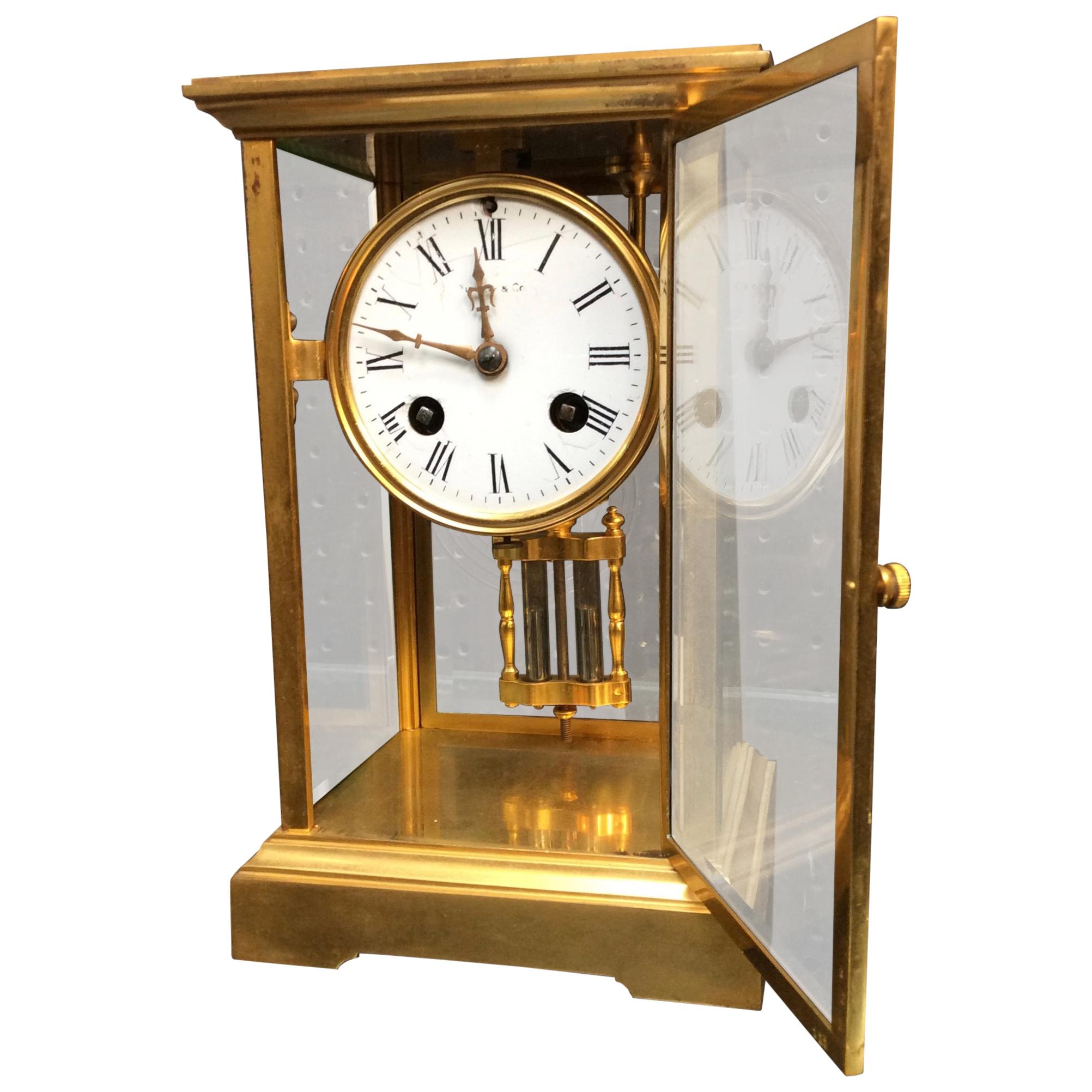 19th Century 8 Day French Four Glass Mercury Pendulum Clock