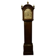 8 Day Oak Cased, Silvered Arched Dial Longcase Clock by Thomas Fitz of Salisbury