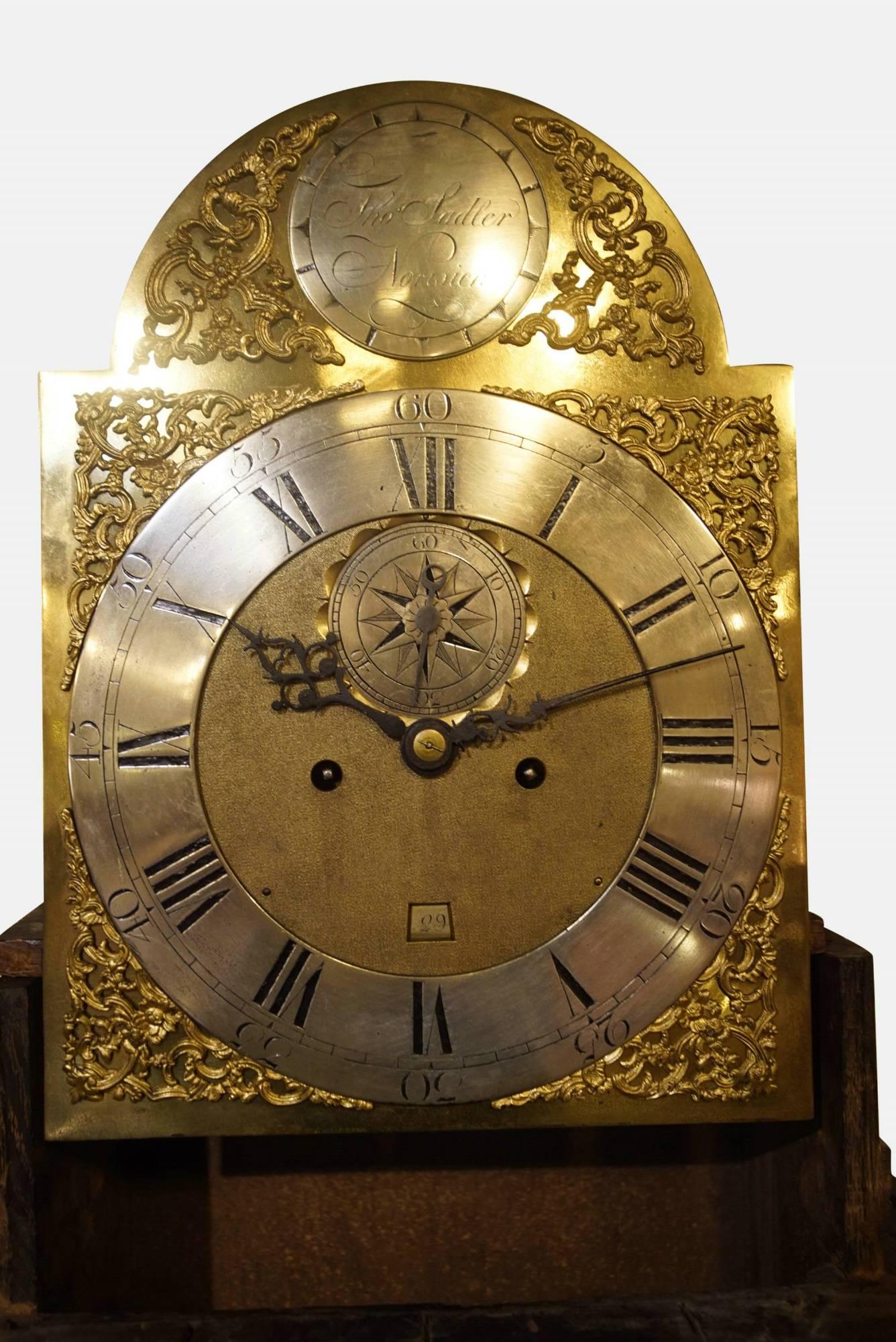 Late 18th Century 8 Day Oak Longcase Clock For Sale