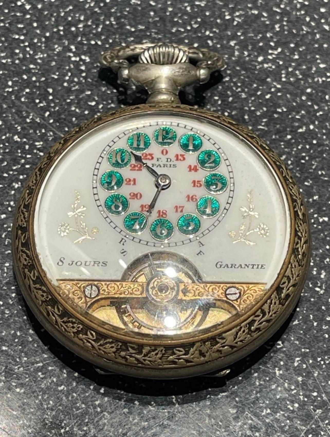 8 Day Watch / Hebdomas Watch / Pocket Watch In Good Condition In Beaune, FR
