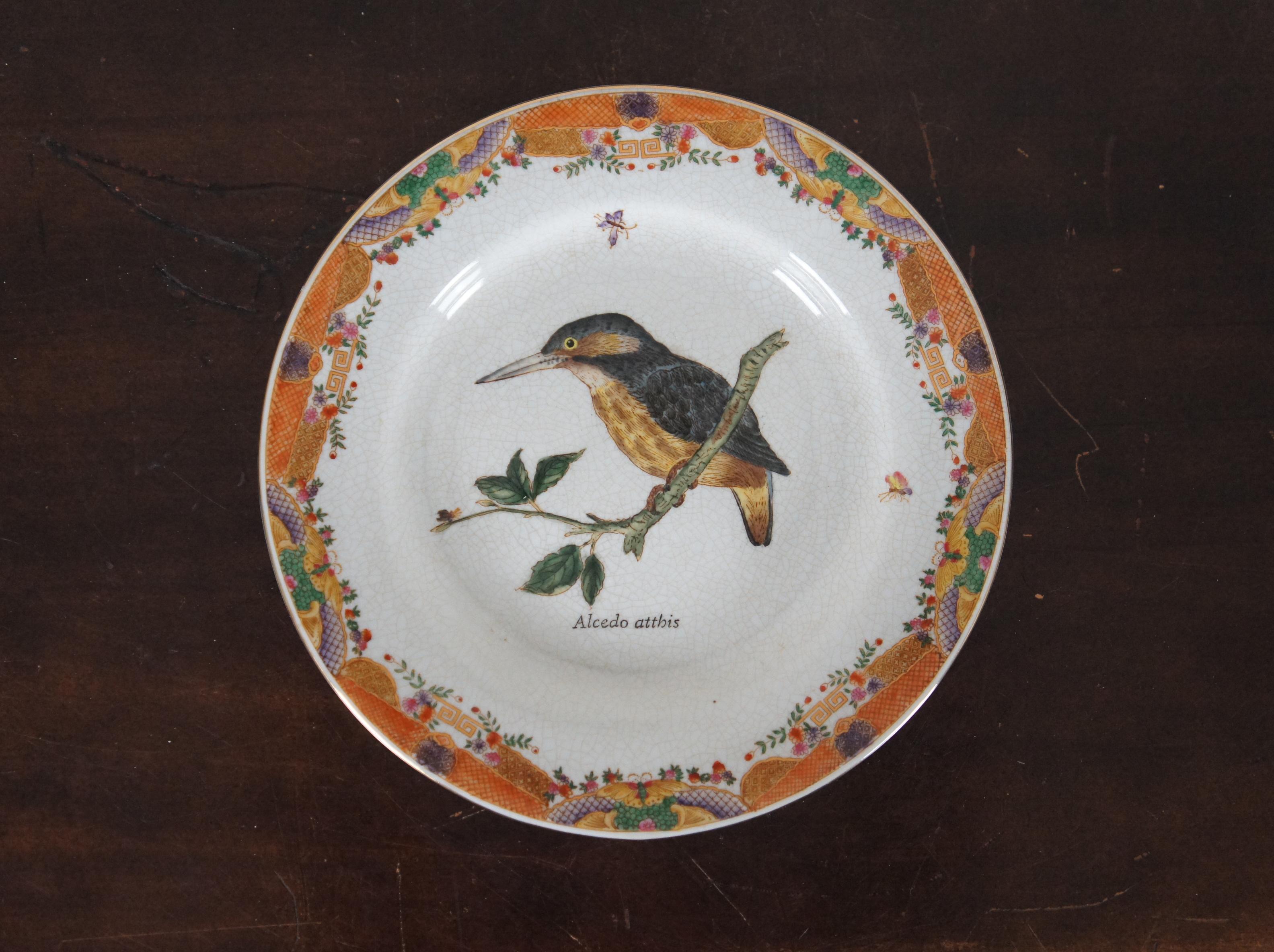 Victorian 8 Decorative Antiqued Porcelain Bird Plates Wong Lee Ornithology
