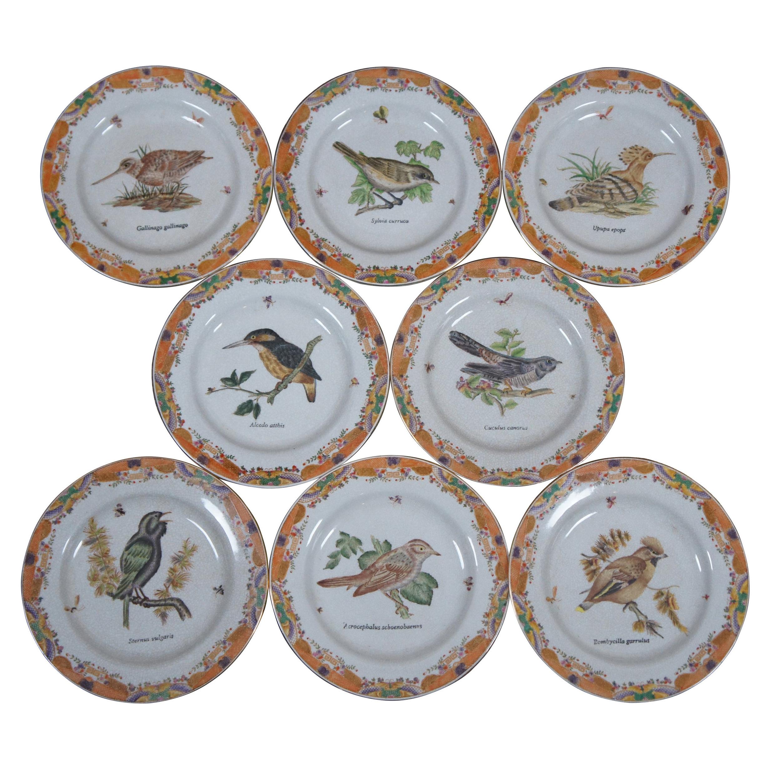 8 Decorative Antiqued Porcelain Bird Plates Wong Lee Ornithology