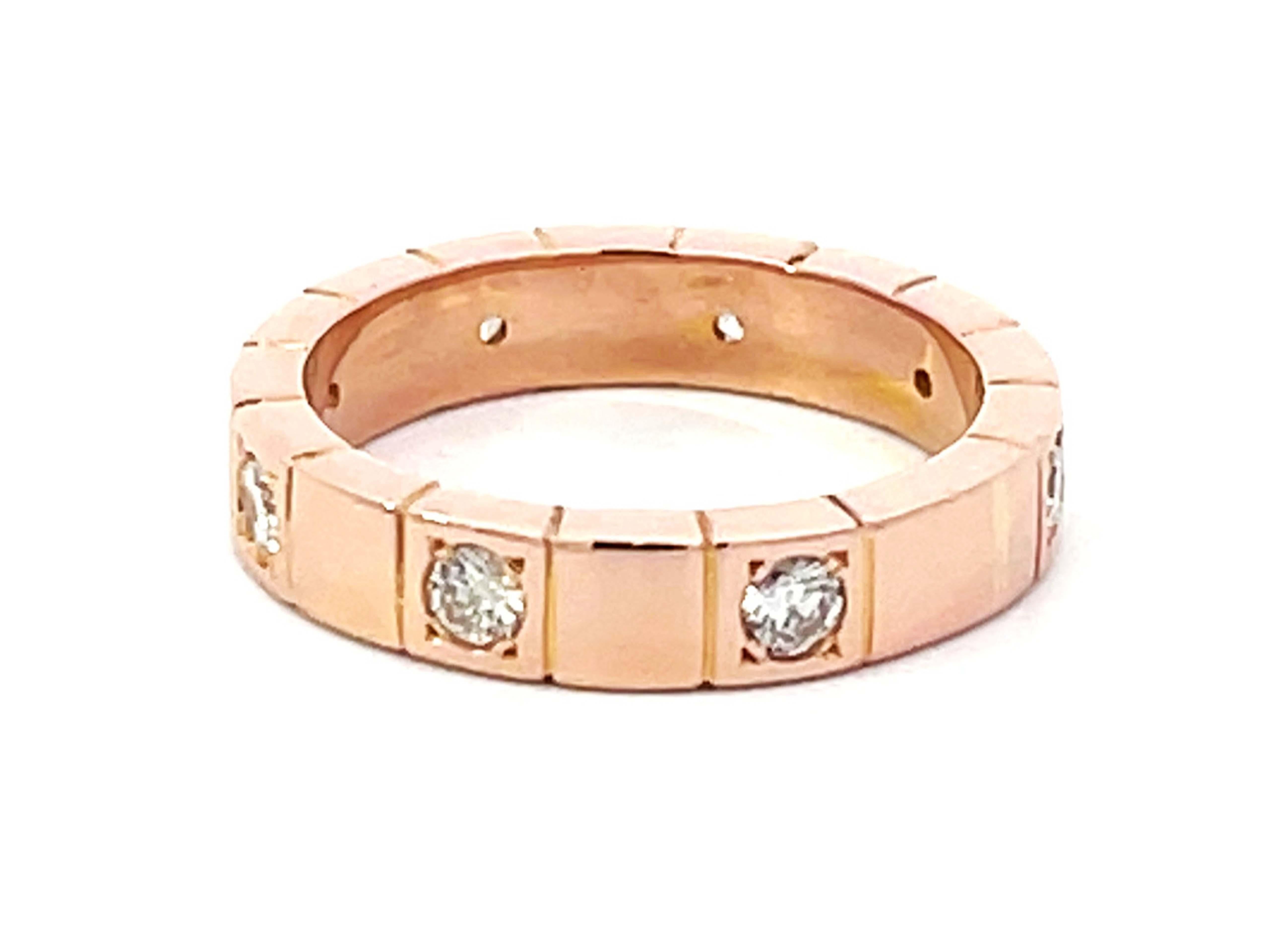 Modern 8 Diamond Band Ring 14K Rose Gold For Sale