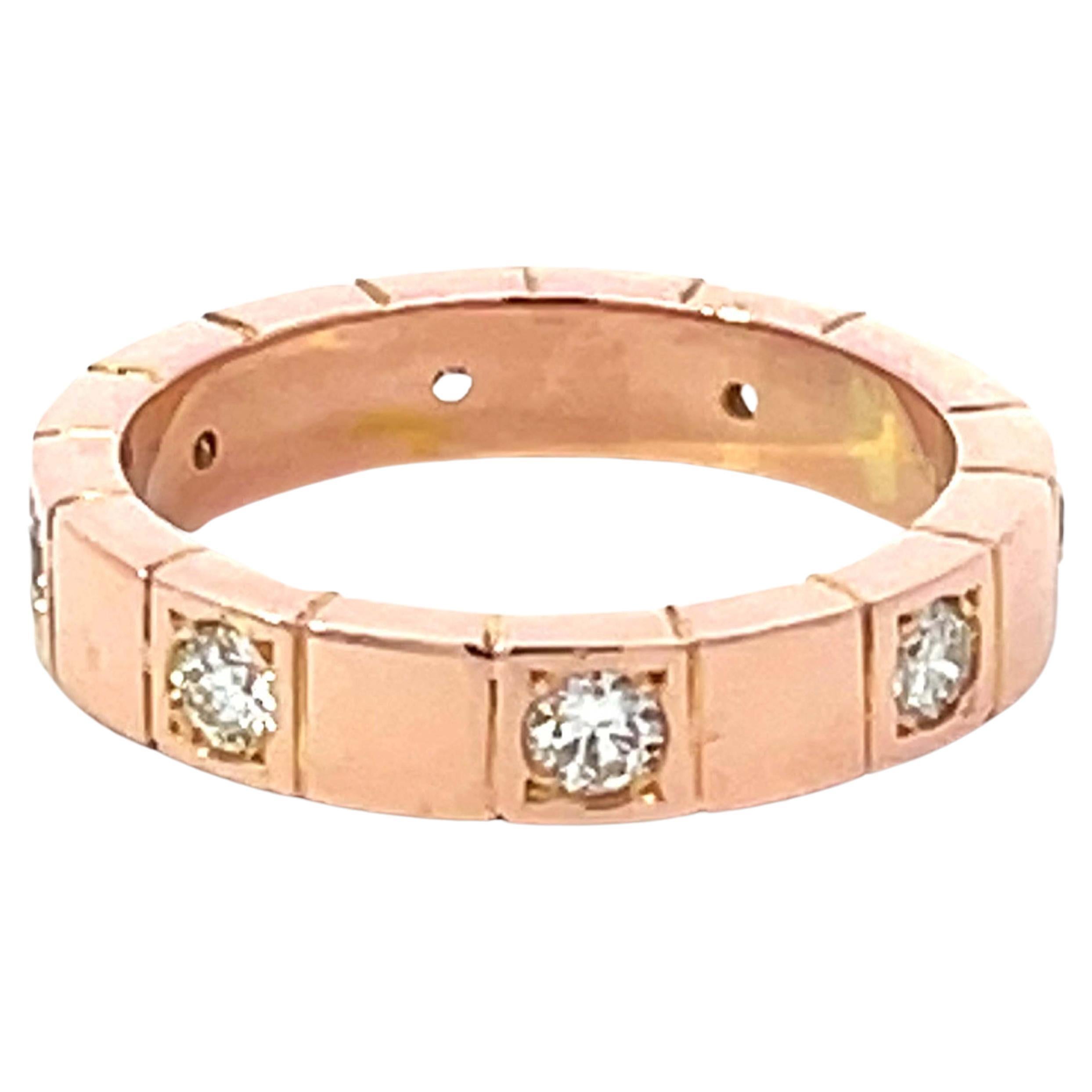 8 Diamond Band Ring 14K Rose Gold For Sale