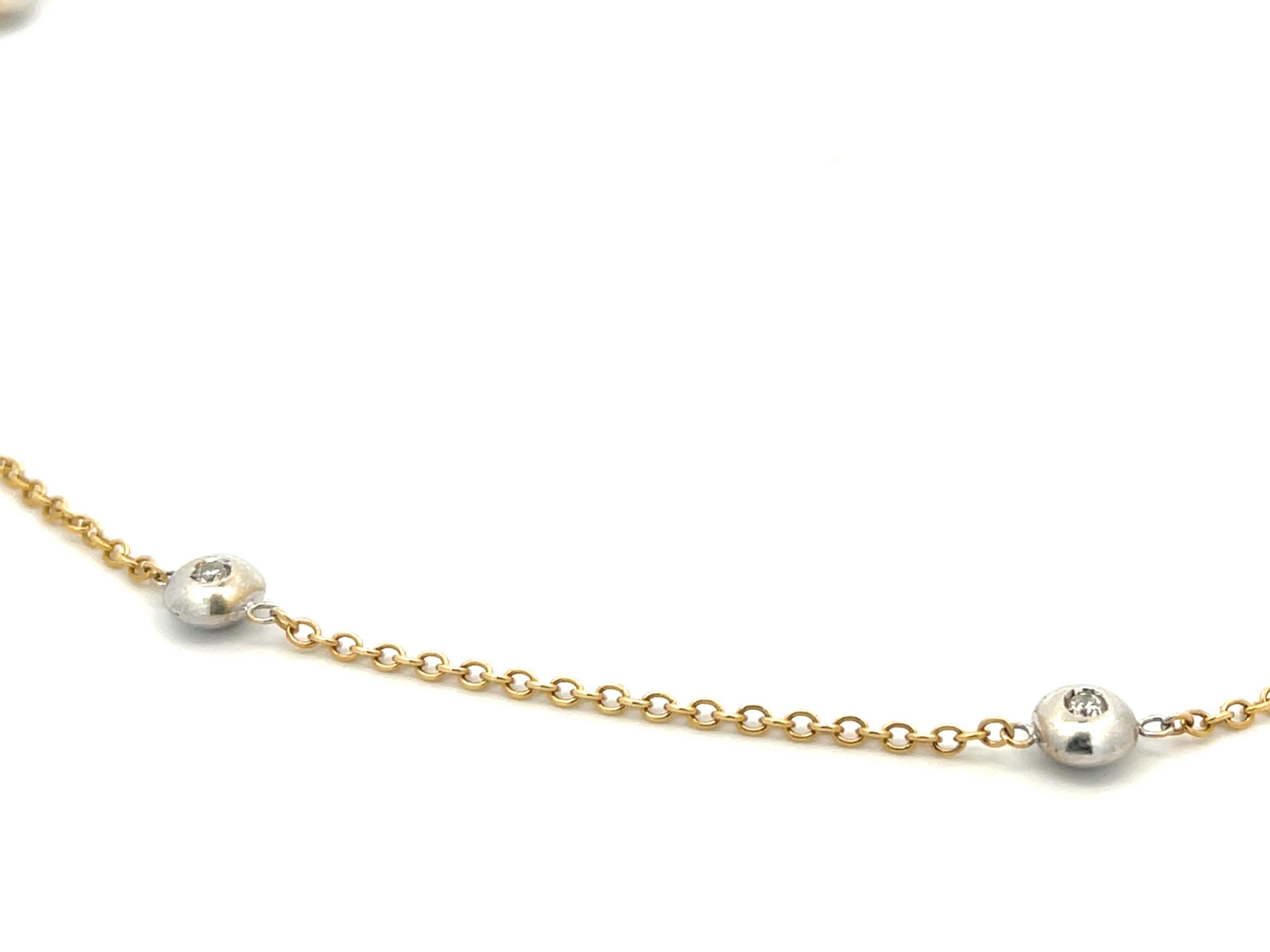 Taille brillant Chaîne collier à 8 cercles en or jaune et blanc 18 carats et diamants en vente