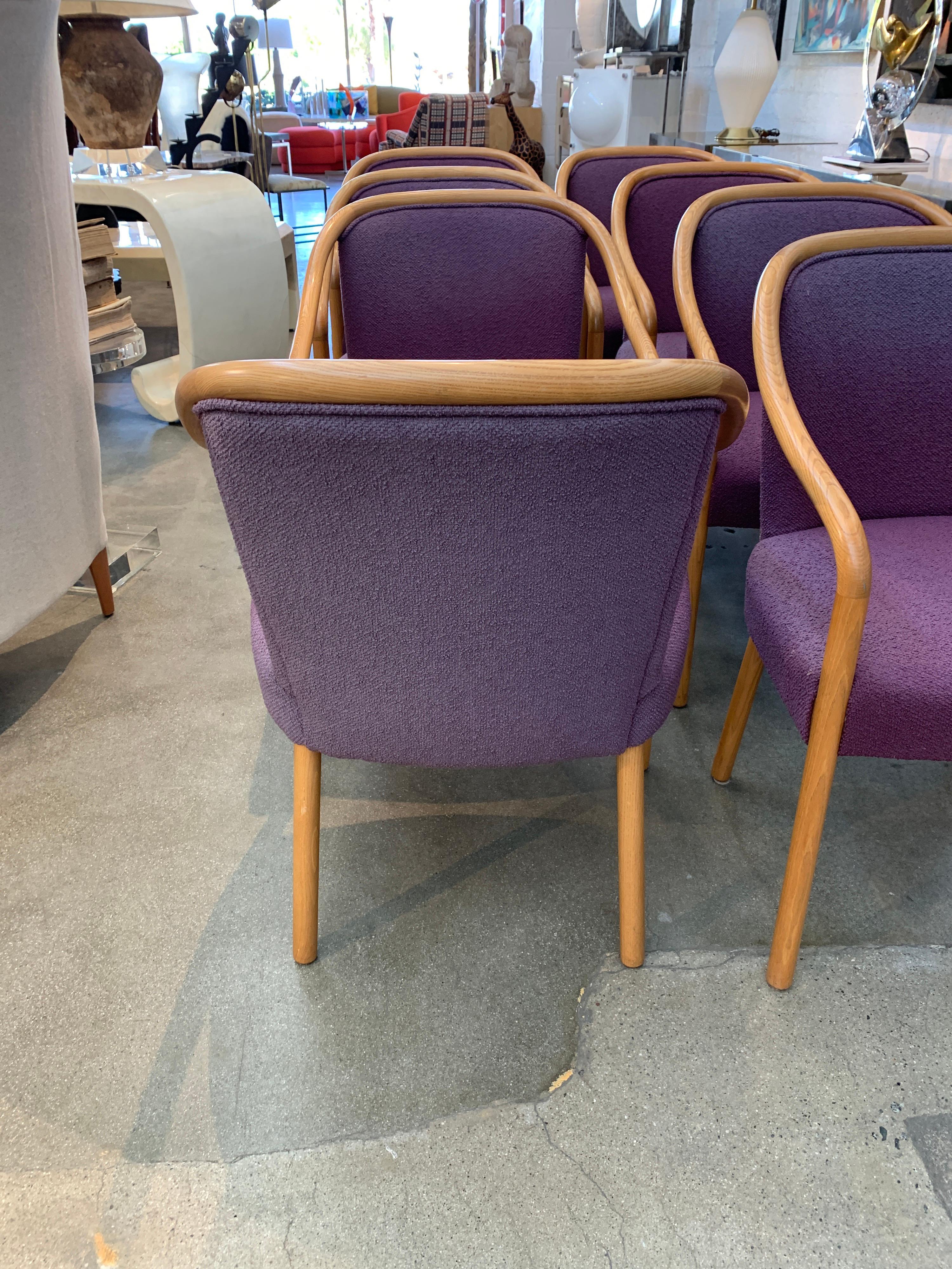 8 Dining Chairs by Brickel Associates for Arthur Elrod in Plum In Good Condition In Palm Springs, CA