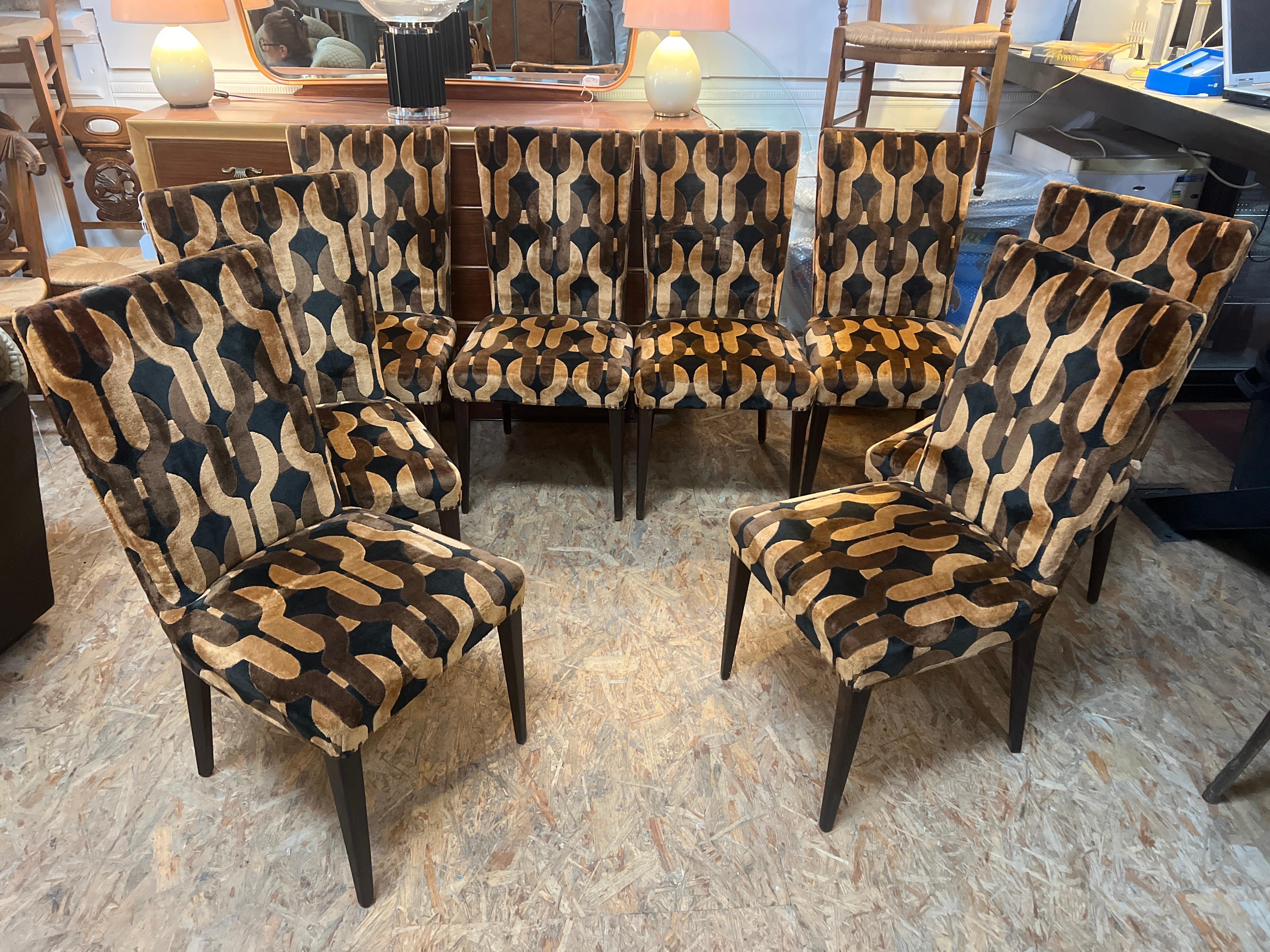 8 Dining Chairs by Pierre Cardin , France 1970’s In Good Condition For Sale In PÉZENAS, FR