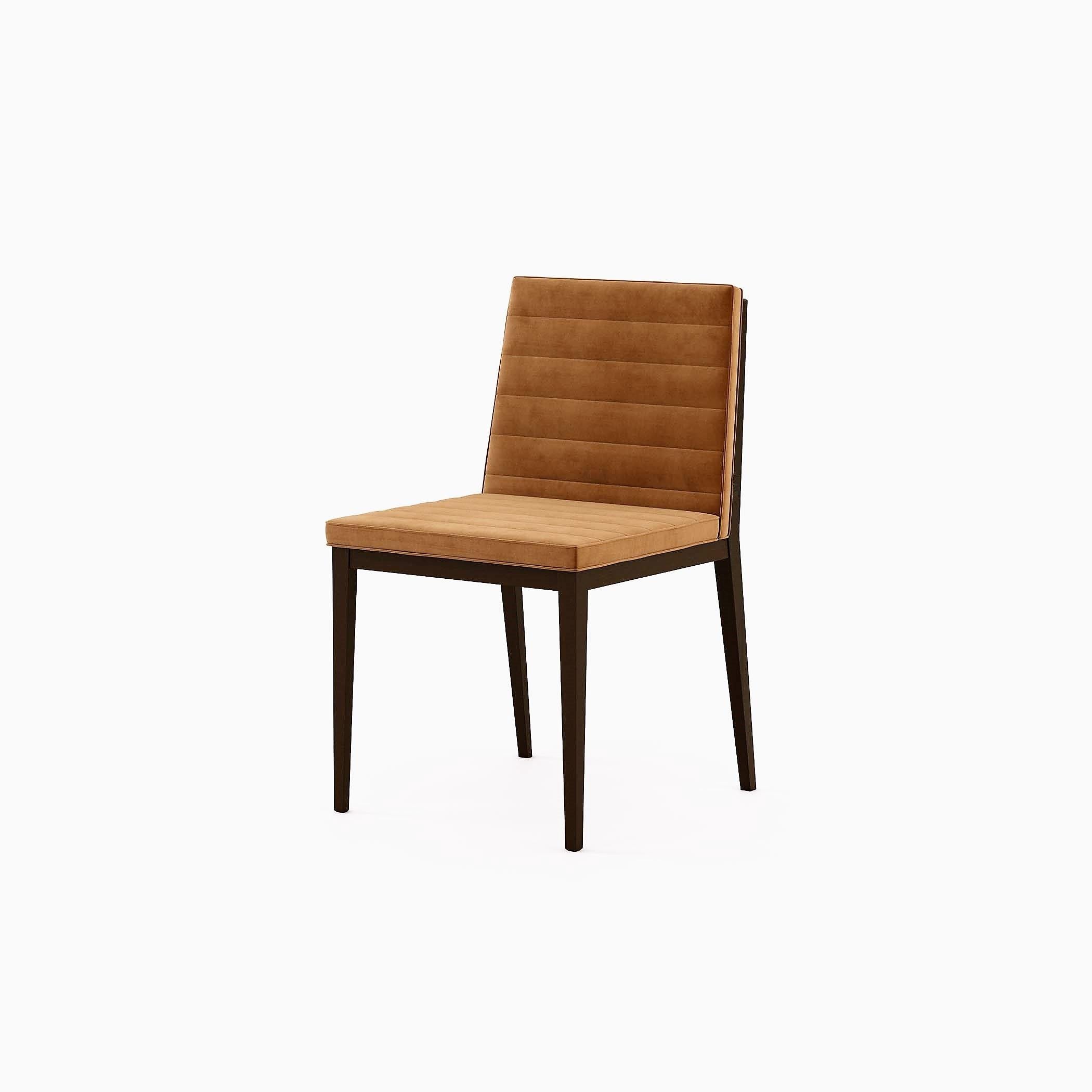 8 Dining Chairs, Horizontal Stitching/Fumed Legs For Sale 1