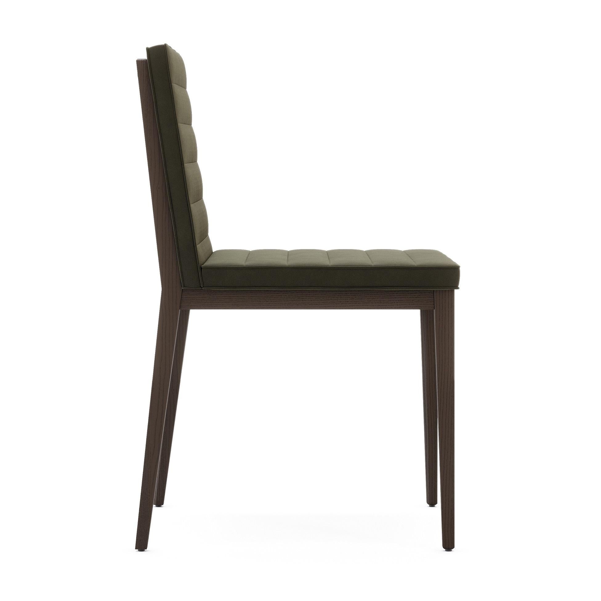 Portuguese 8 Dining Chairs, Horizontal Stitching/Fumed Legs For Sale