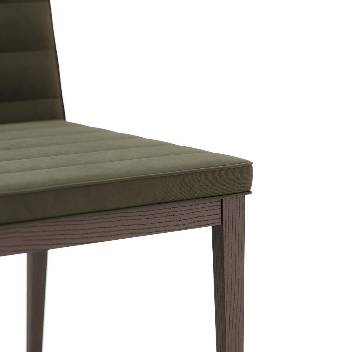 Contemporary 8 Dining Chairs, Horizontal Stitching/Fumed Legs For Sale