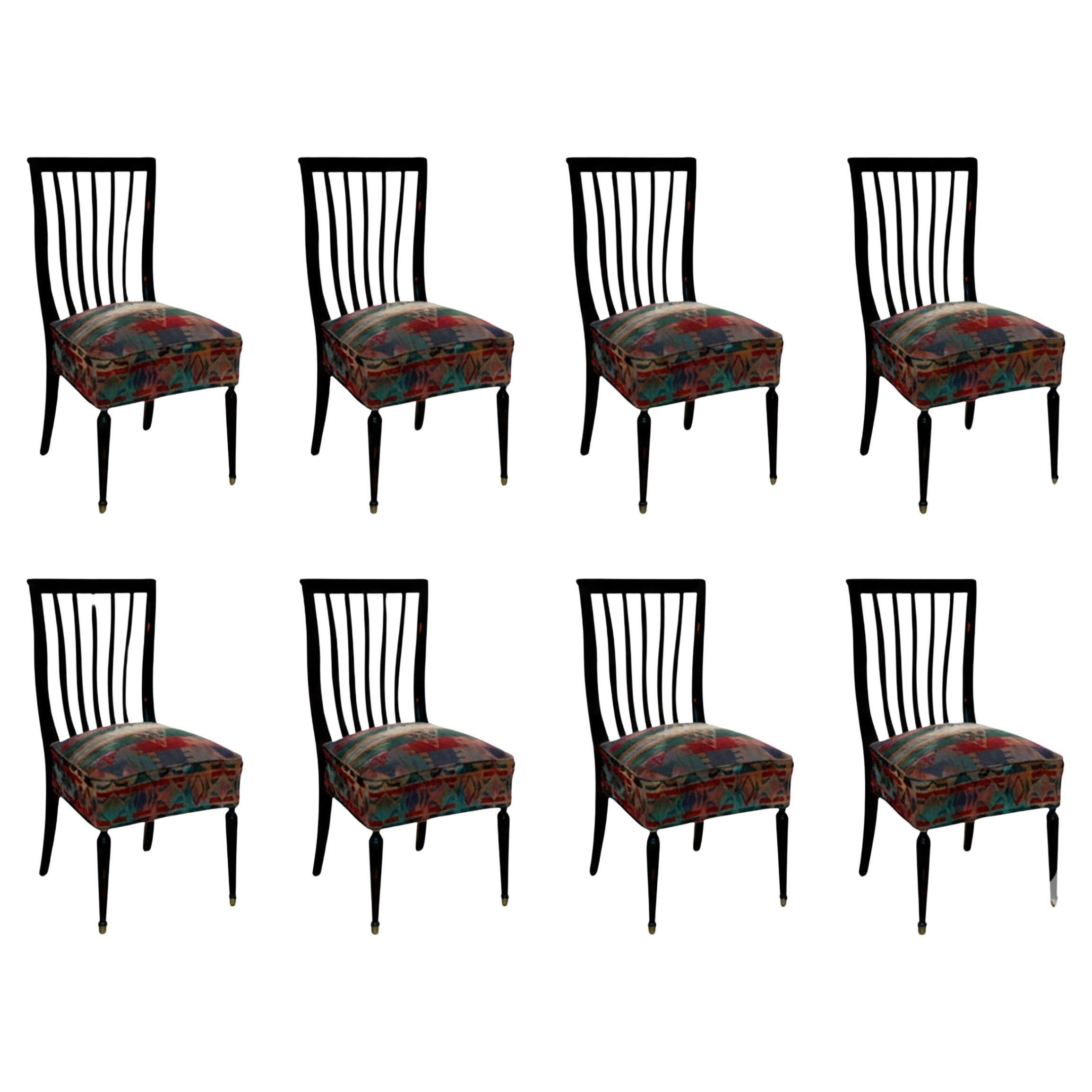 8 Dining Chairs, Italian, Year 1950, (Restoration at the client's choice) For Sale