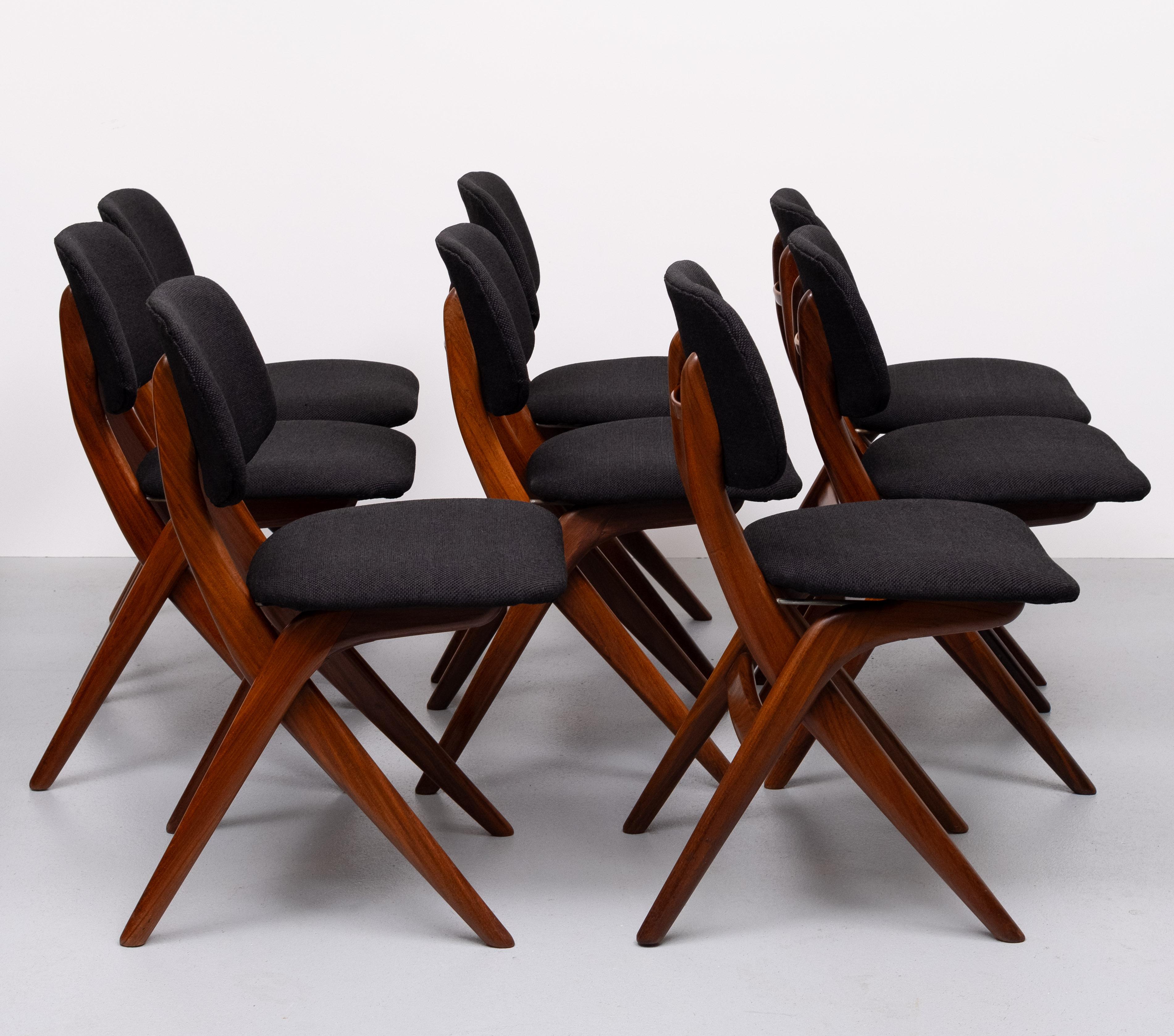 Mid-20th Century 8  Scissors Dining Chairs  Louis van Teeffelen  for Wébé  Dutch 1960s For Sale