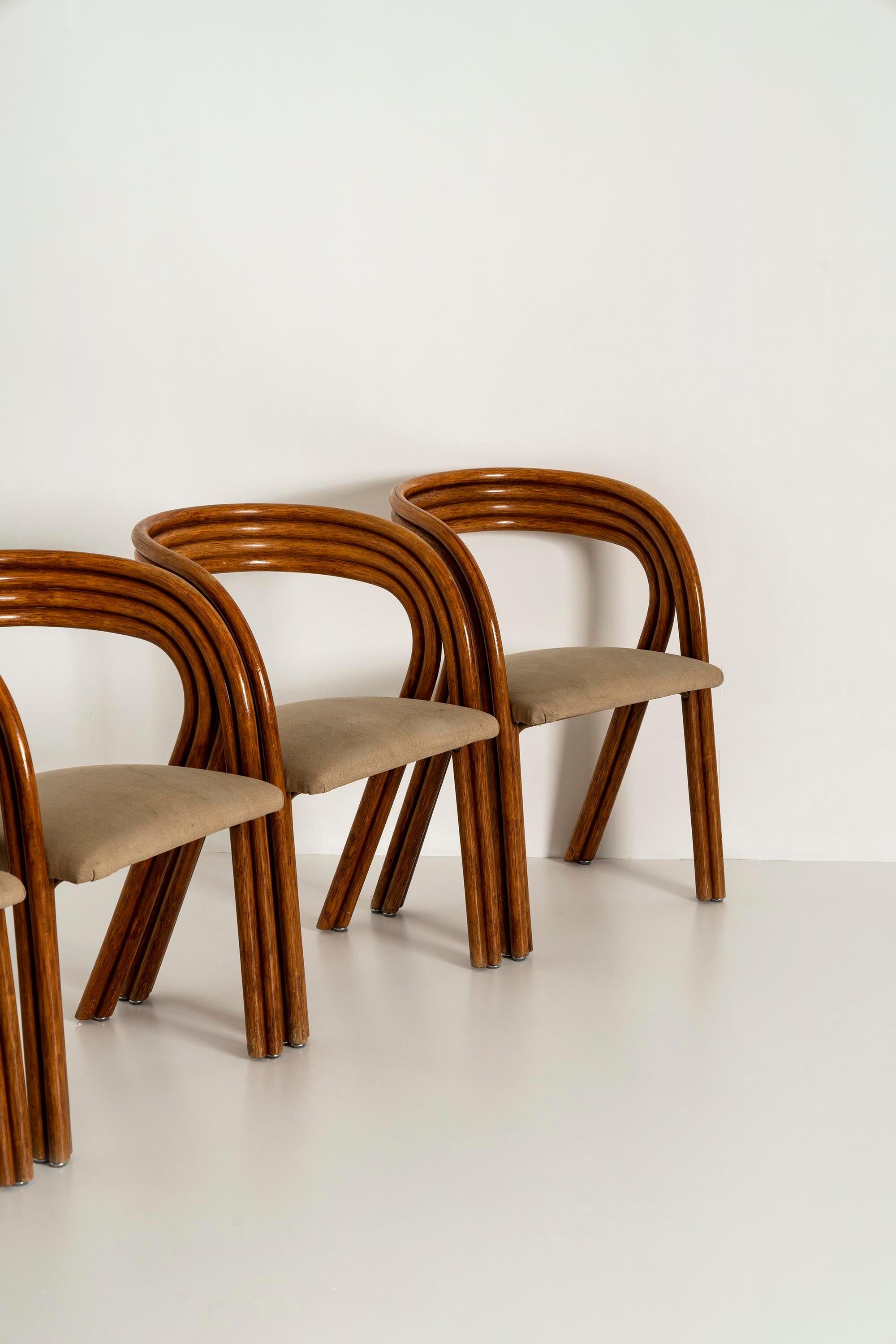 8 Dining Chairs, RD 1526, in Manou Wood by Axel Enthoven for Rohé Design, 1980s In Good Condition In Hellouw, NL