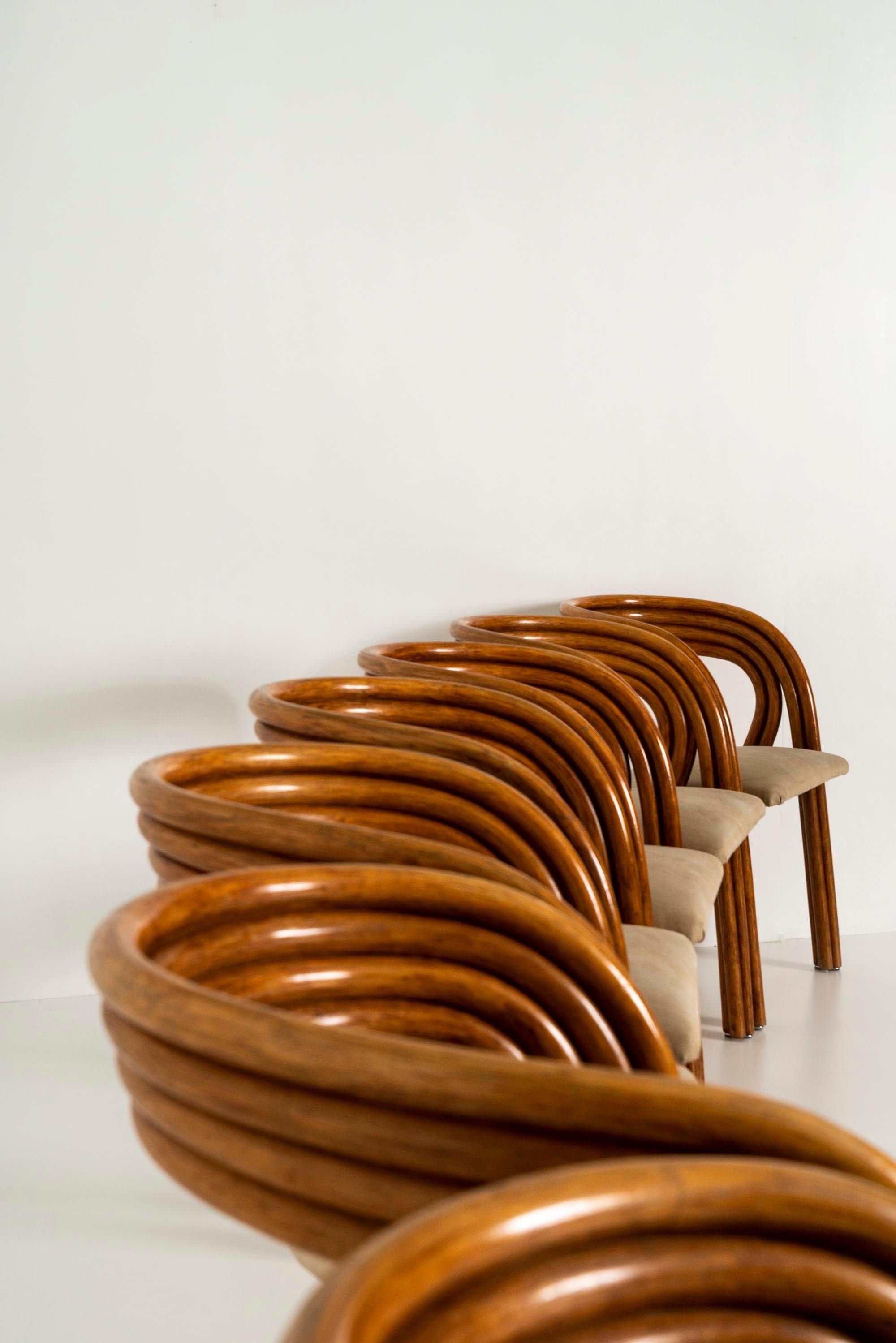 Late 20th Century 8 Dining Chairs, RD 1526, in Manou Wood by Axel Enthoven for Rohé Design, 1980s