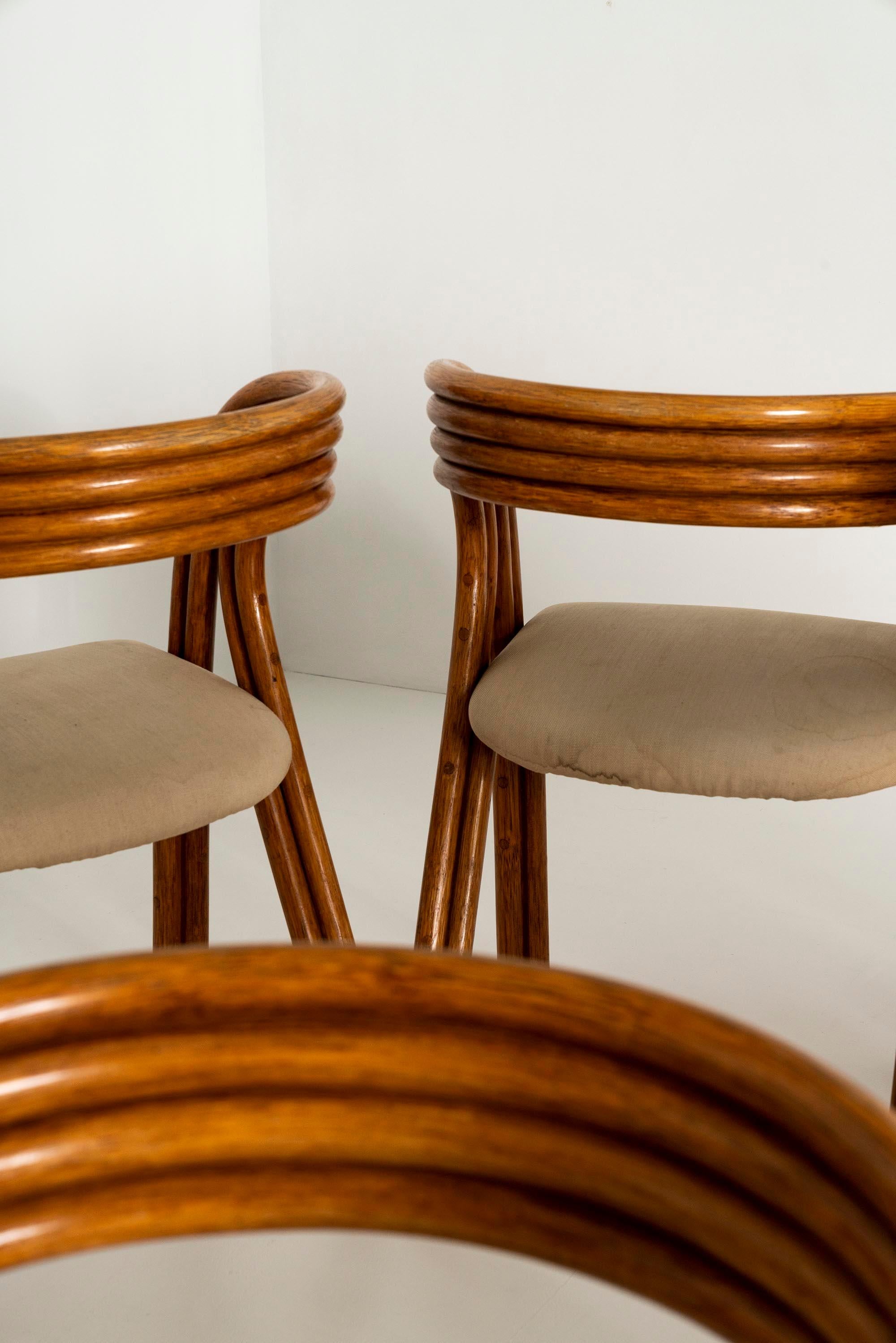 Steel 8 Dining Chairs, RD 1526, in Manou Wood by Axel Enthoven for Rohé Design, 1980s