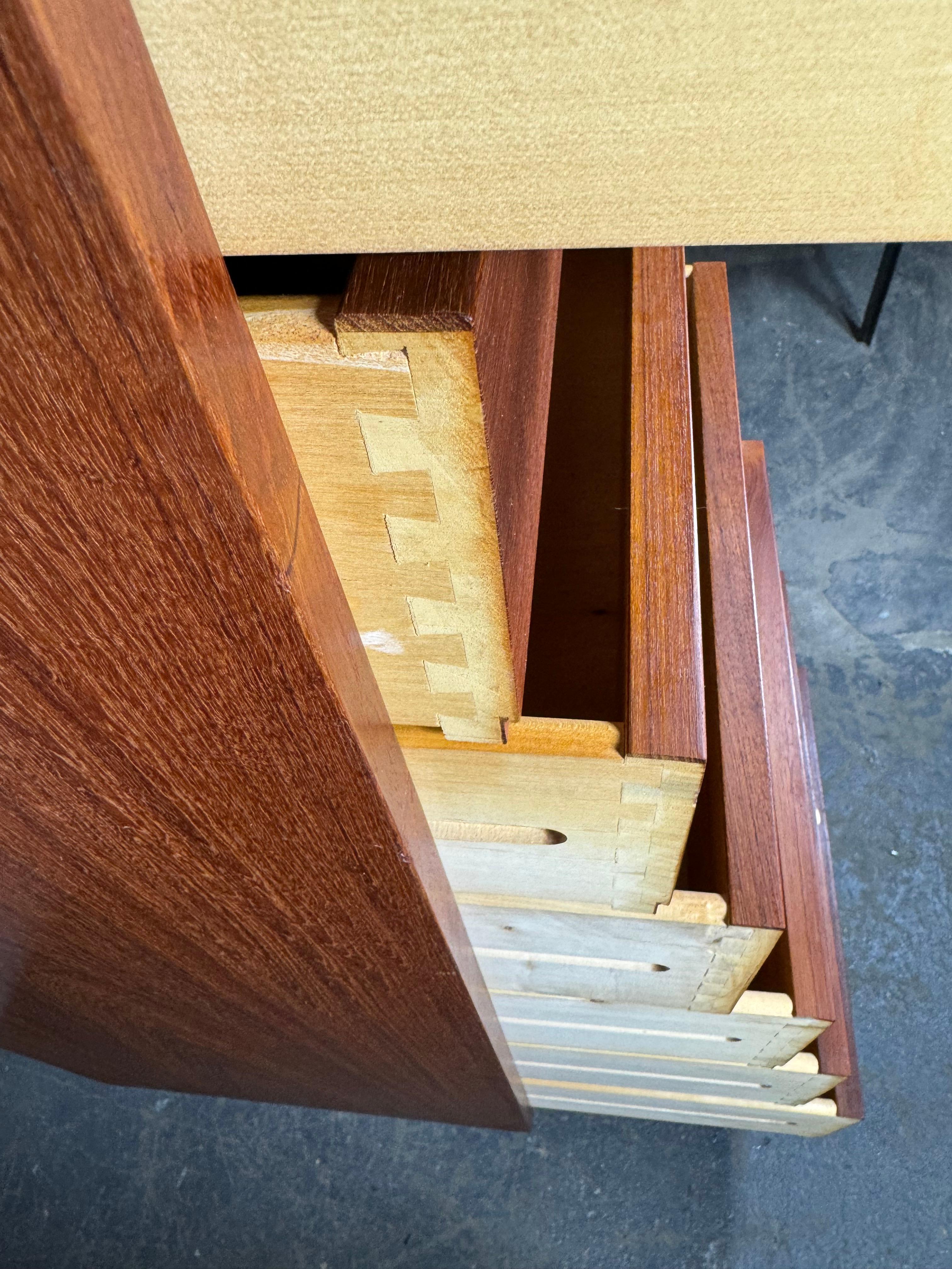 8 Drawer Teak and Brass 