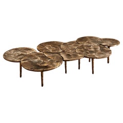 Mesa de centro "8 gotas secas" de bronce de Erwan Boulloud.