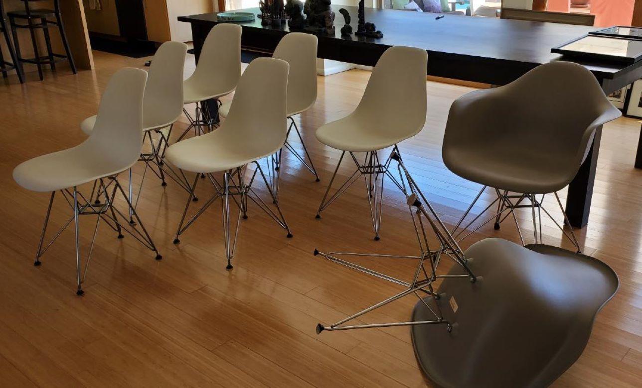 8 Eames Chairs Eiffel Tower 2 DAR Arm Chairs 6 DSR Side Chairs by Herman Miller 4