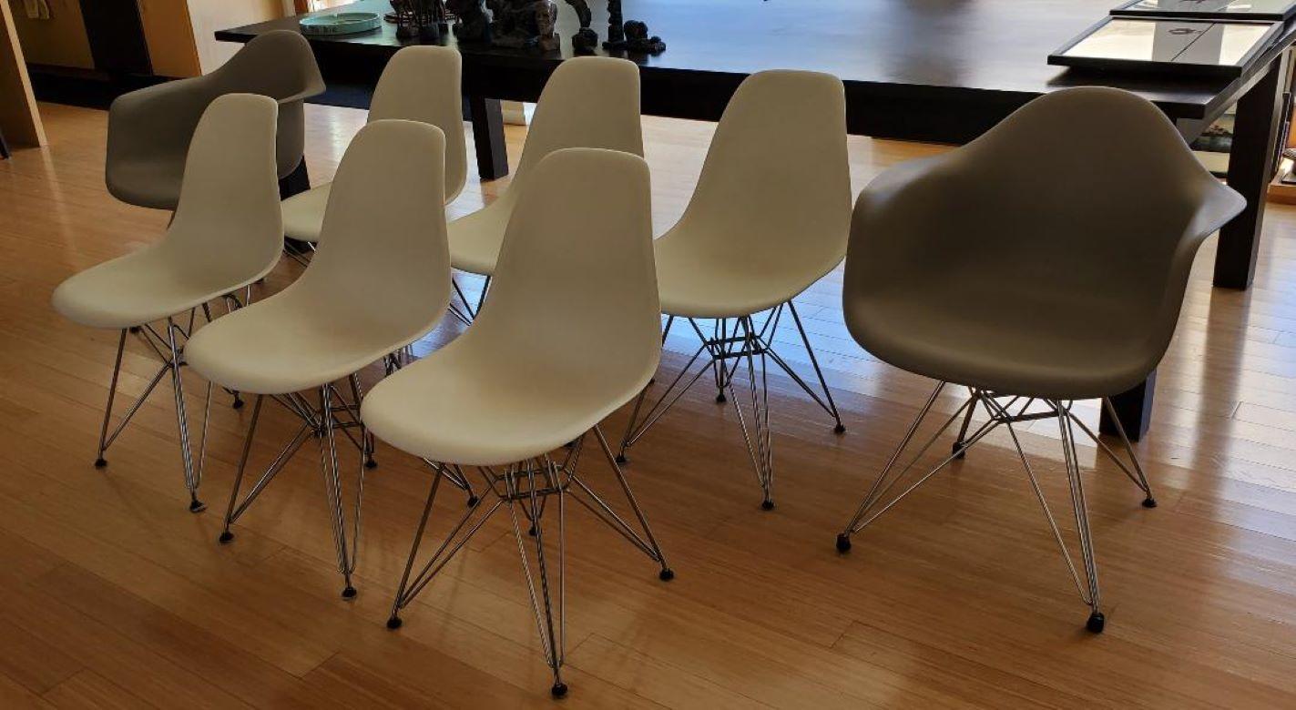 8 Eames Chairs Eiffel Tower 2 DAR Arm Chairs 6 DSR Side Chairs by Herman Miller 8