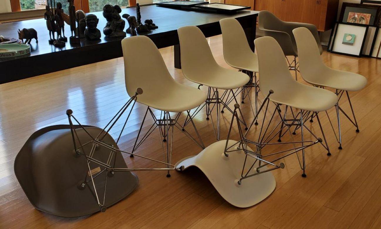 8 Eames Chairs Eiffel Tower 2 DAR Arm Chairs 6 DSR Side Chairs by Herman Miller 1