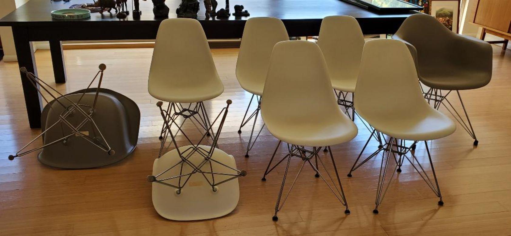 8 Eames Chairs Eiffel Tower 2 DAR Arm Chairs 6 DSR Side Chairs by Herman Miller 2